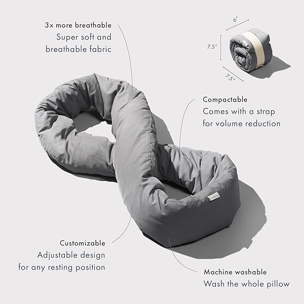 HUZI INFINITY PILLOW – HOME TRAVEL SOFT NECK SCARF SUPPORT SLEEP (GREY)