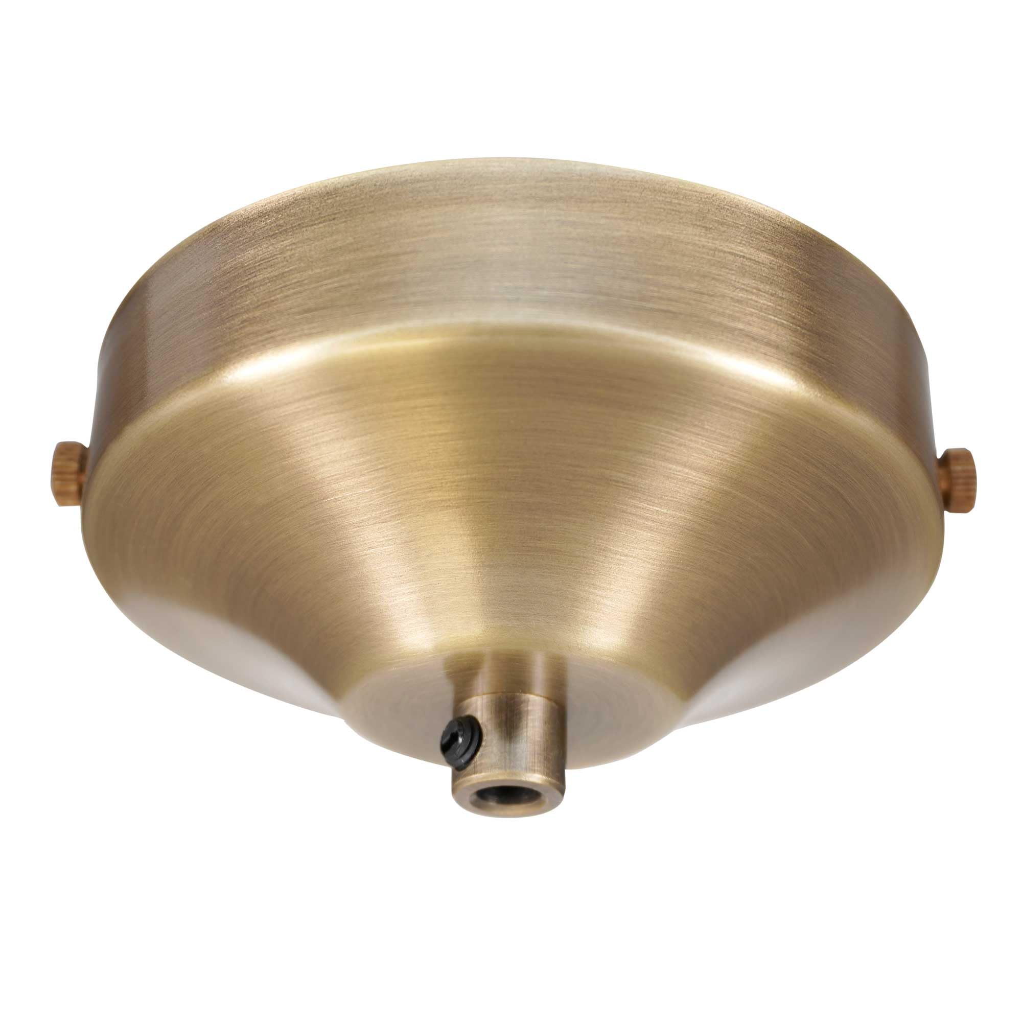 ElekTek 100mm Diameter Curved Ceiling Rose with Strap Bracket and Cord Grip Ideal for Pendant Vintage Filament Bulbs Antique Brass