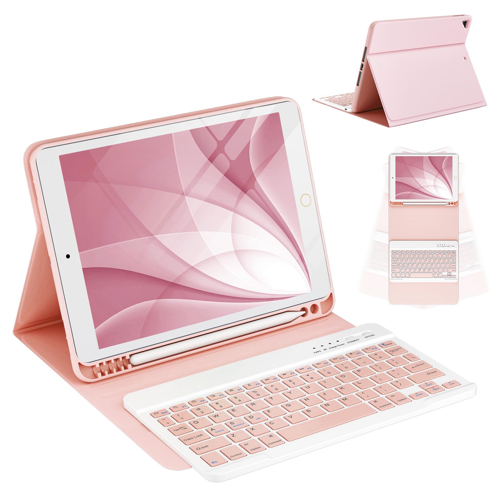 CC Store Case With Keyboard for iPad 9th 2021/8th Gen 2020/7th Gen 2019 with 10.2“ Bluetooth Wireless Detachable Keyboard Case for iPad Air 3 /iPad Pro 10.5" With Pencil Holder& Auto Sleep/Wake