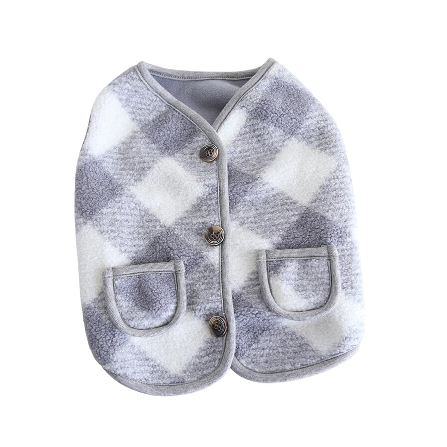 BT Bear Fat Dog Clothes,Dog Big Chest Polar Fleece Pet Winter Warm Coat Jacket for Cats Small Dogs Medium Dogs Pug French Bulldog (L,Grey)