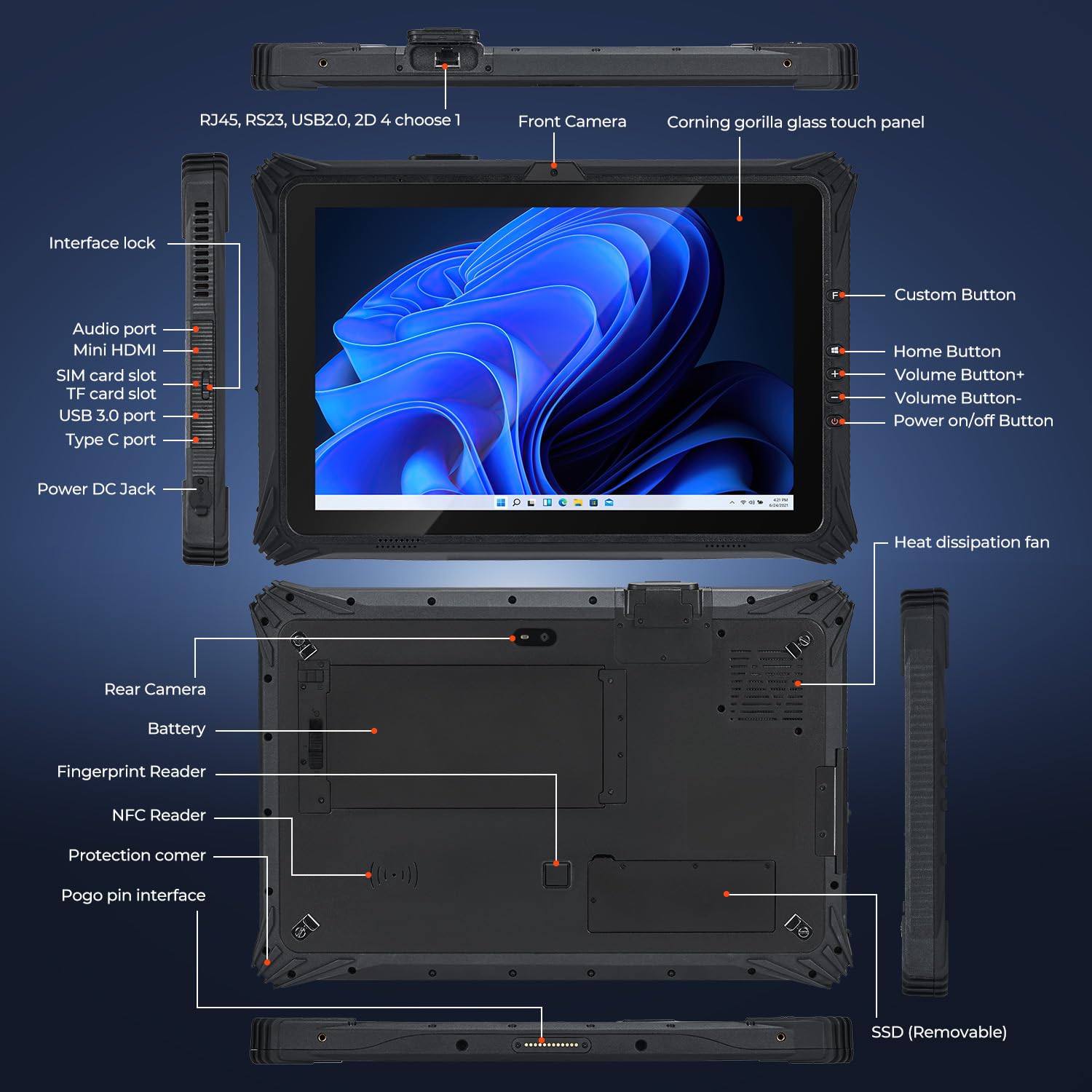 MUNBYN High-End Rugged Windows Tablet IRT10, 10.1