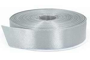 Stuffvisor Silver Satin Ribbon, 1 inch x 50 Yards, Double Face Solid Color, Thick and Durable Ribbon Roll, 100% Polyester Ribbon for Gift Wrapping, Crafts, Hair and Multiple Decorations