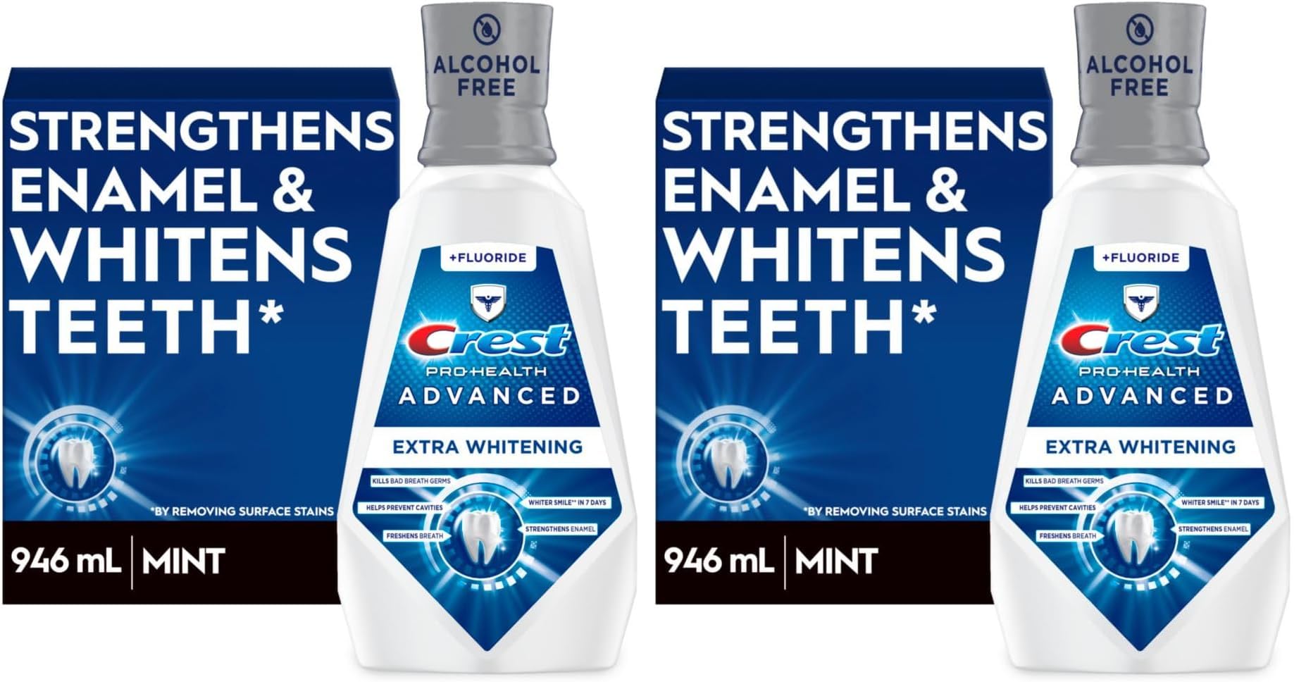 Photo 1 of ***ONLY ONE***
Crest Pro-Health Advanced Mouthwash, Extra Whitening, Energizing Mint | Alcohol Free | 946 mL | Pack of 2