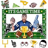 Football Photo Booth Props Game Day Decorations Football Touchdown It's Game TIME Selfie Props with Photo Frame for Sport Football Theme Party Favors Supplies