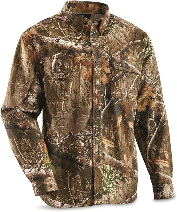 Amazon Guide Gear 迷彩シャツ メンズ ボタンアップシャツ 長袖 カモフラージュ 狩猟用 シャツ 通販
