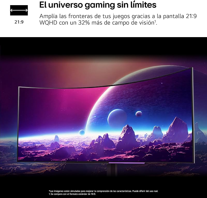 Lg 45gs96qb-b - monitor ultragear de 45 polegadas, tela oled, 3440x1440, 21:9, 0,03 ms, 240 hz, compatível com g-sync e freesync premium pro, roxo