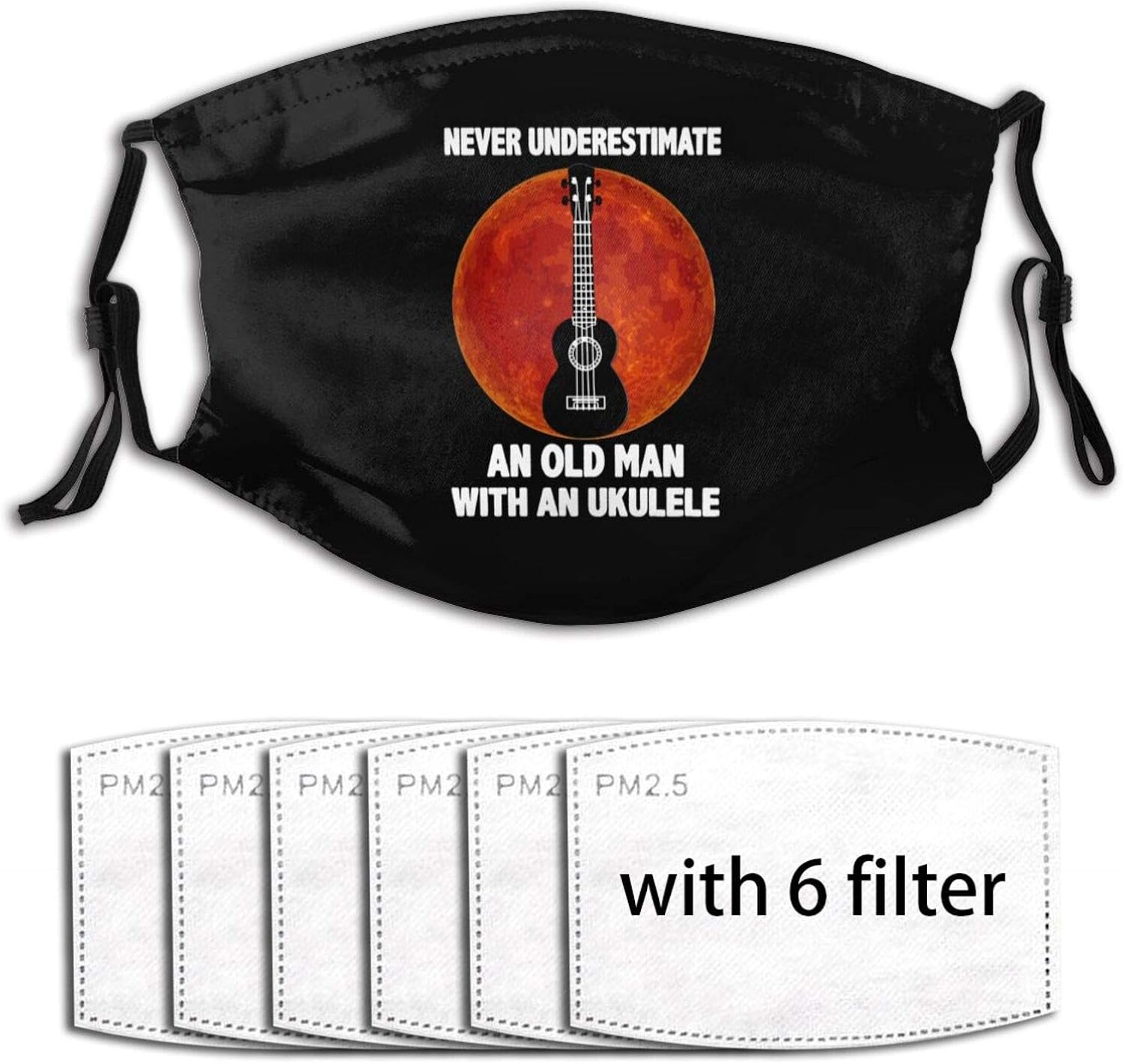 Never Underestimate an Old Man with A Ukulele Unisex Reusable Face Mask