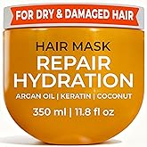 VAO Deep Conditioning Hair Mask for Damaged Hair - Hydrating Hair Mask for Damaged Dry Hair with Argan Oil, Shea Butter, Keratin + Hyaluronic Acid - Hair Repair Treatment for Dry & Color Treated Hair