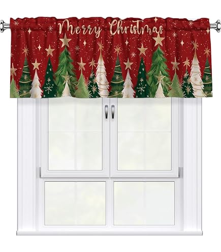 Rideau De Cuisine Court Motif Bonhomme De Neige - 2 Pièces 80x100 Cm, Demi-transparent, Passe-tringle, Déco Noël