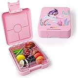 AOHEA Leak Proof Bento Box, Mini BPA Free Microwaves 4 Compartment Lunch Containers for Kid (Pink)