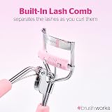 Brushworks Pro Lash Eyelash Curler with Comb Stainless Steel Pink Easy Use view 2