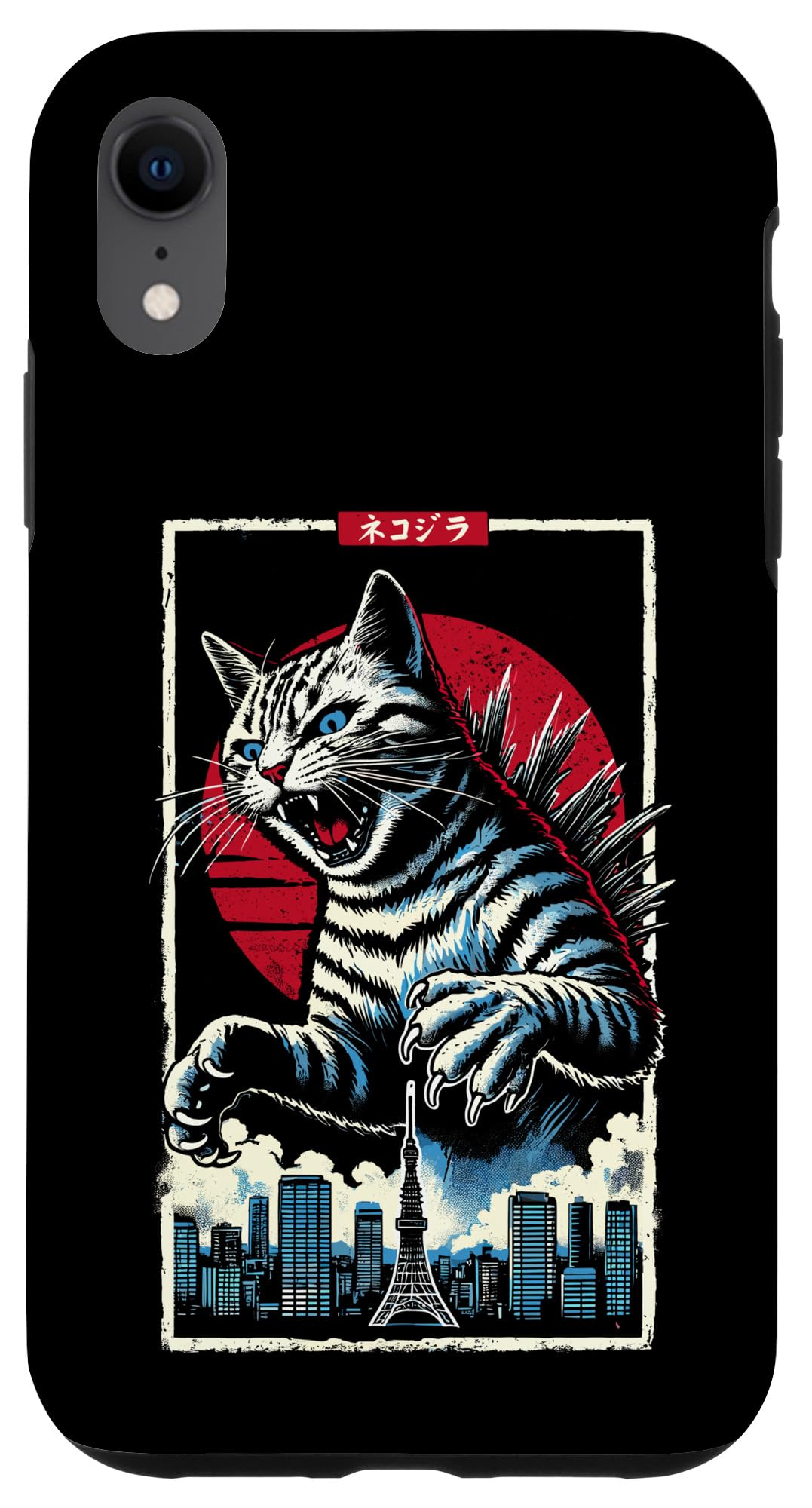 iPhone XR Cat Kaiju Catzilla Japanese Art Men Women Kids Funny Cat Case
