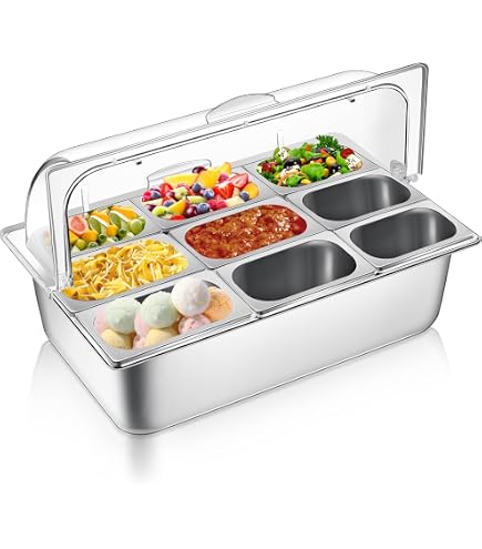 家具・インテリア STAINLESS STEEL CONTAINER TABLE TOP 50L Amazon.com | Ziliny Countertop Food Serving Display Container