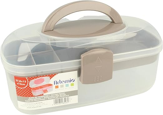 Artemio Caja de almacenaje con asa, plástico, Claro, 25 x 25 x 44 cm: Amazon.es: Hogar