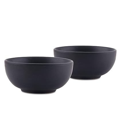 Homesake Matt Black Ceramic Bowl, Set of 2, Snacks Serving Small Bowl