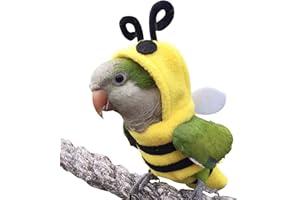 YANQIN Bird Costume Diaper Flight Suit Bee Shape Hoodie Clothes Cosplay Photo Prop for Parrots Parakeet Cockatiel Sun Conure, Small Animals Apparel (Bee with Diaper, Small), Green (BPF1)