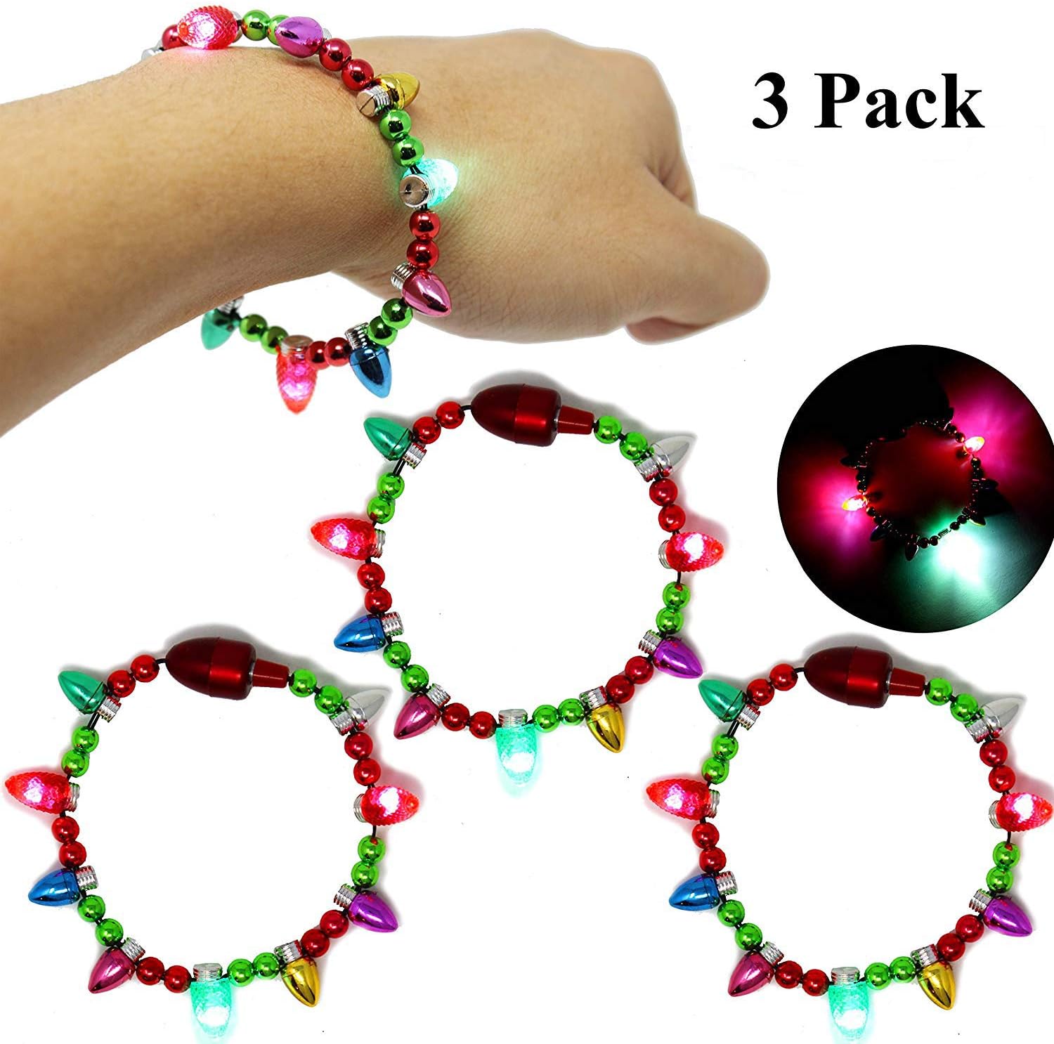 Christmas Flashing Light Up Bead Bulb earrings ear ring top Xmas