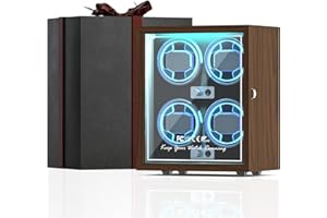 iFregga Watch Winder, Multi-Slots Automatic Watch Winders with Serenity Blue Backlight and Memory Foam Pad, Open Lid Tech, 4 Modes (Adapter Not Included)