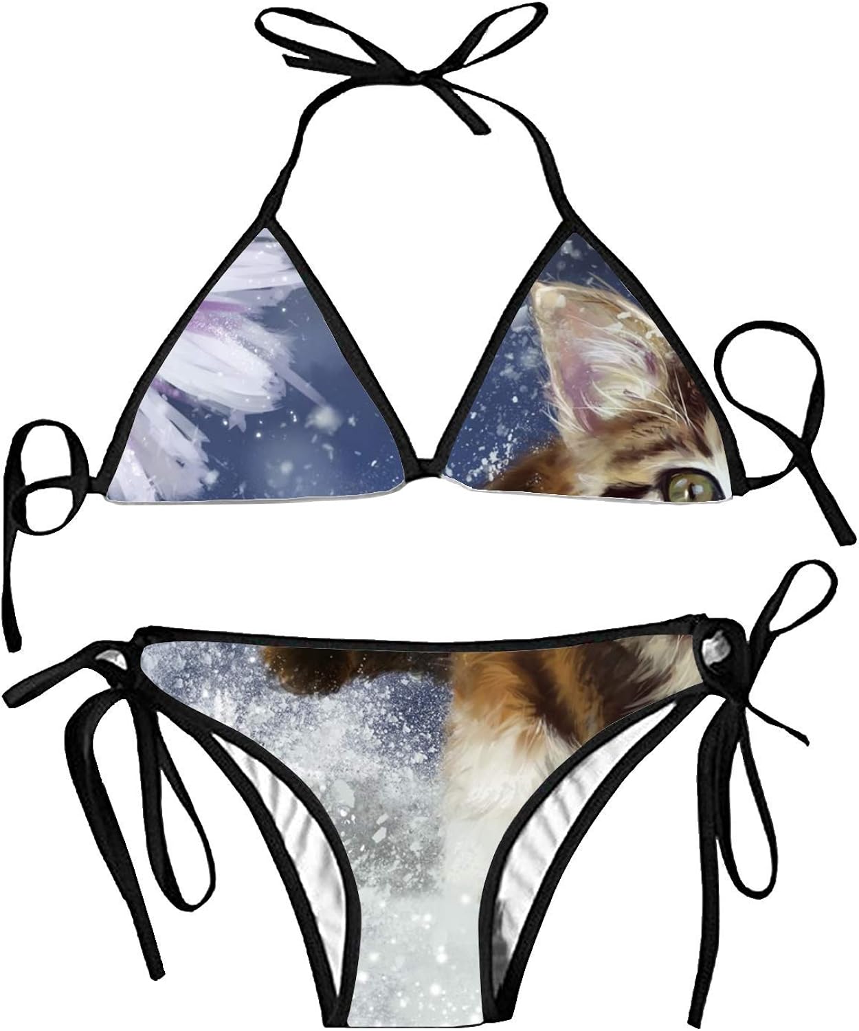 Fashion Womens Sexy Cat in Garden Adjustable Swimsuit 2 Piece Amazon