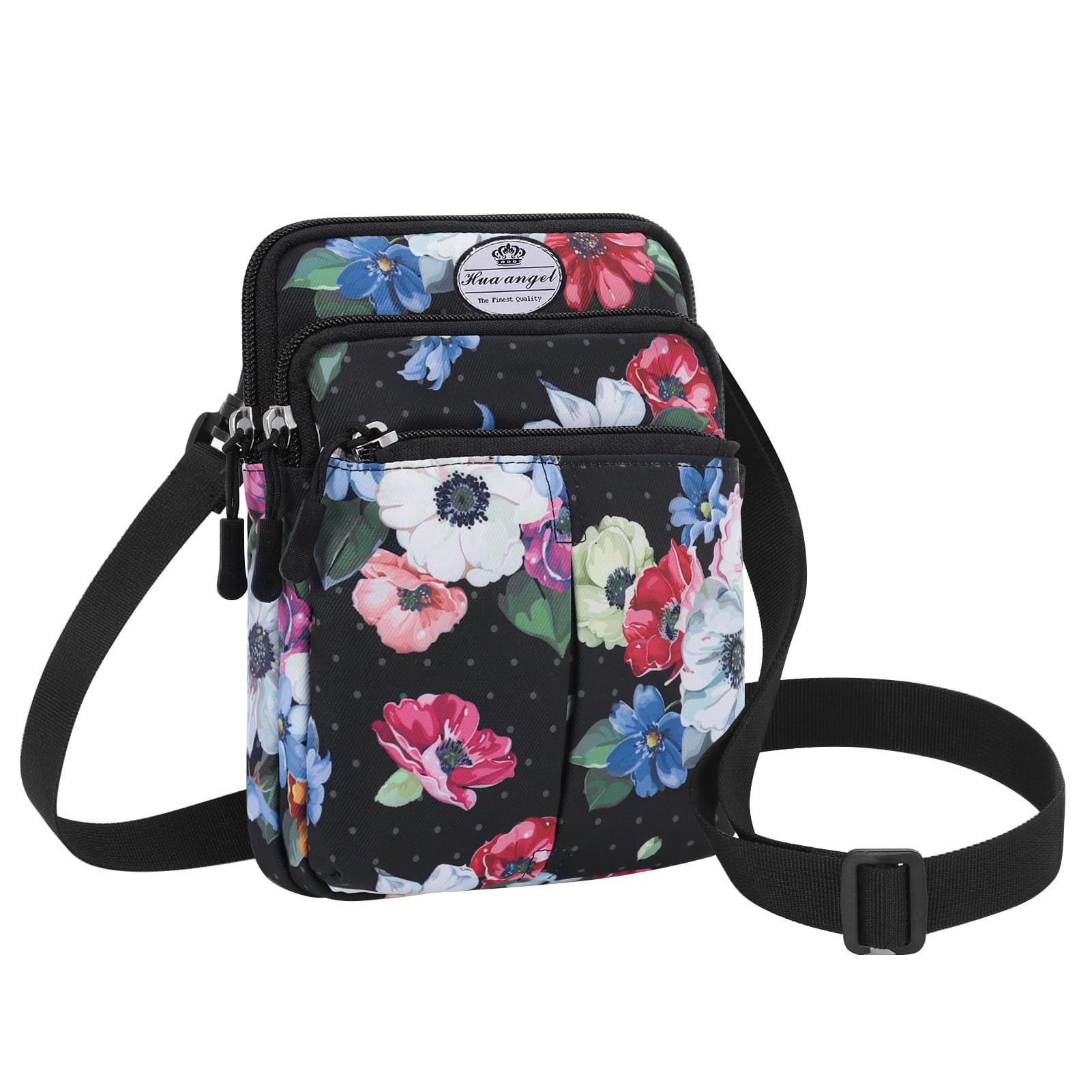 HUA ANGEL Fanny Pack Multifunctional Waist Bag Men Women 3 Zip Compartment Crossbody Bag Cellphone Pouch Belt Bum Bag Fanny Pack Hip Bag with Shoulder Strap for Running Walking Sports Travel