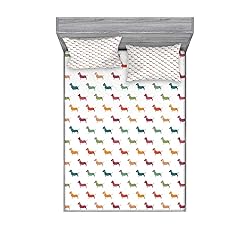 Ambesonne Scottie Dog Fitted Sheet & Pillow Sham