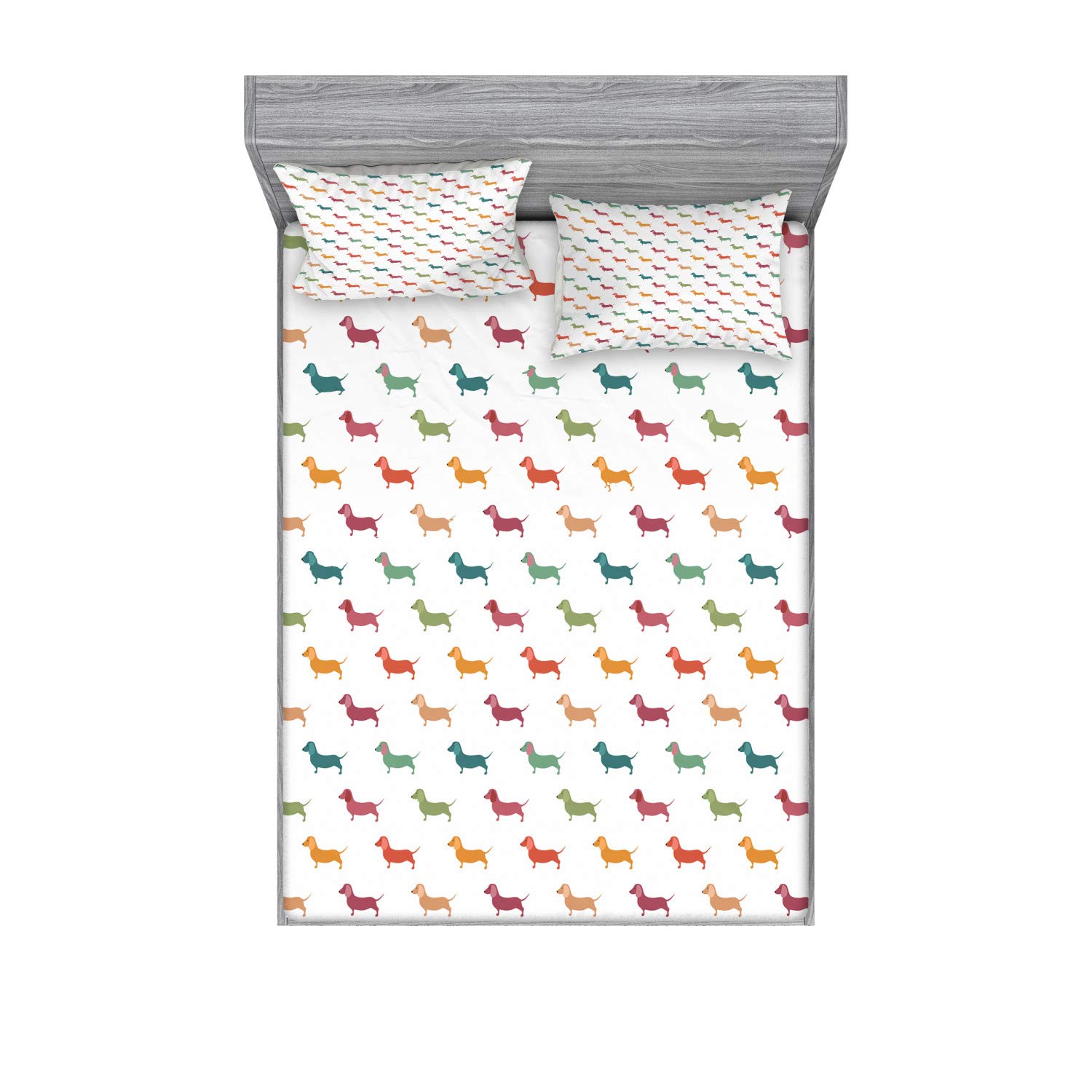 Ambesonne Scottie Dog Fitted Sheet & Pillow Sham