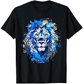 Lions Tshirt Men Women Blue Animal School Sport Fan Lion T-Shirt