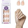 KISS imPRESS No Glue Mani Press On Nails, French, 'Ideal', Light Neutral + White Tip French, Medium Size, Coffin Shape, Includes 30 Nails, Prep Pad, Instructions Sheet, 1 Manicure Stick, 1 Mini File