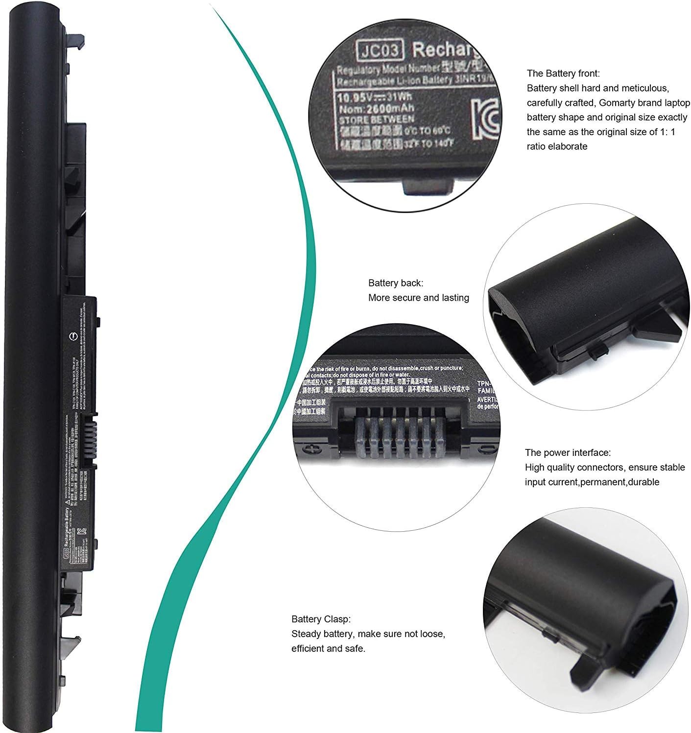 JC04 919700-850 Battery for HP 15-bs 17-bs 14-bs 15-bw0xx 15-bs0xx 15-bs1xx 17-bs0xx 15-bs015dx 15-bs013dx 15-bs134wm 15-bs234wm 17-bs011dx 15-bw011dx JC03 919701-850 919681-421 HSTNN-LB7V HSTNN-LB7W - Image 3