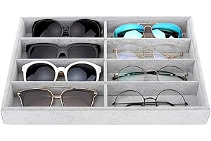 Emibele Glasses Organizer Jewelry Tray, 8 Grids Velvet Tray Watch Storage Stackable Jewelry Showcase Display Storage with Det
