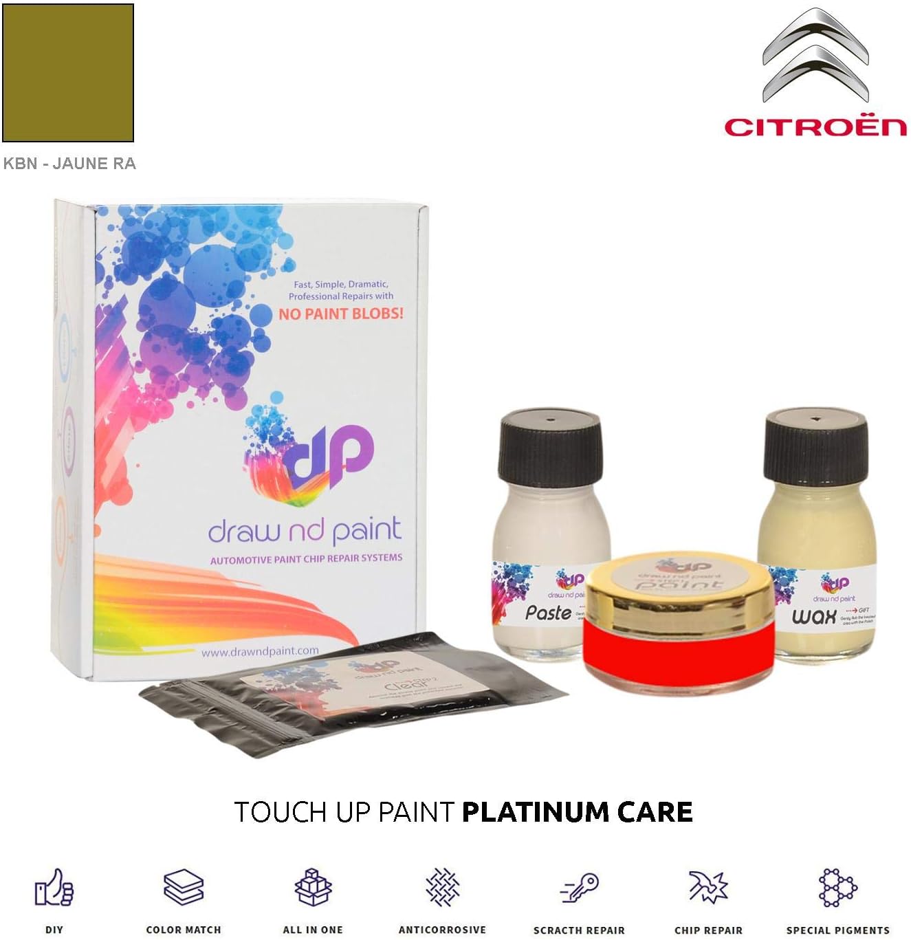 DrawndPaint for/CITROEN C1 / JAUNE RA - KBN/TOUCH-UP PAINT SYSTEM EXACT-MATCH/PLATINUM CARE