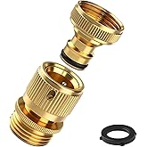 NexSphere Garden Hose Quick Connect Fitting, 3/4 Inch GHT Solid Brass Quick Release Hose Connector, Leak-Proof Hose Quick Connect Fittings up to 200 PSI, Heavy Duty Male &amp; Female Set