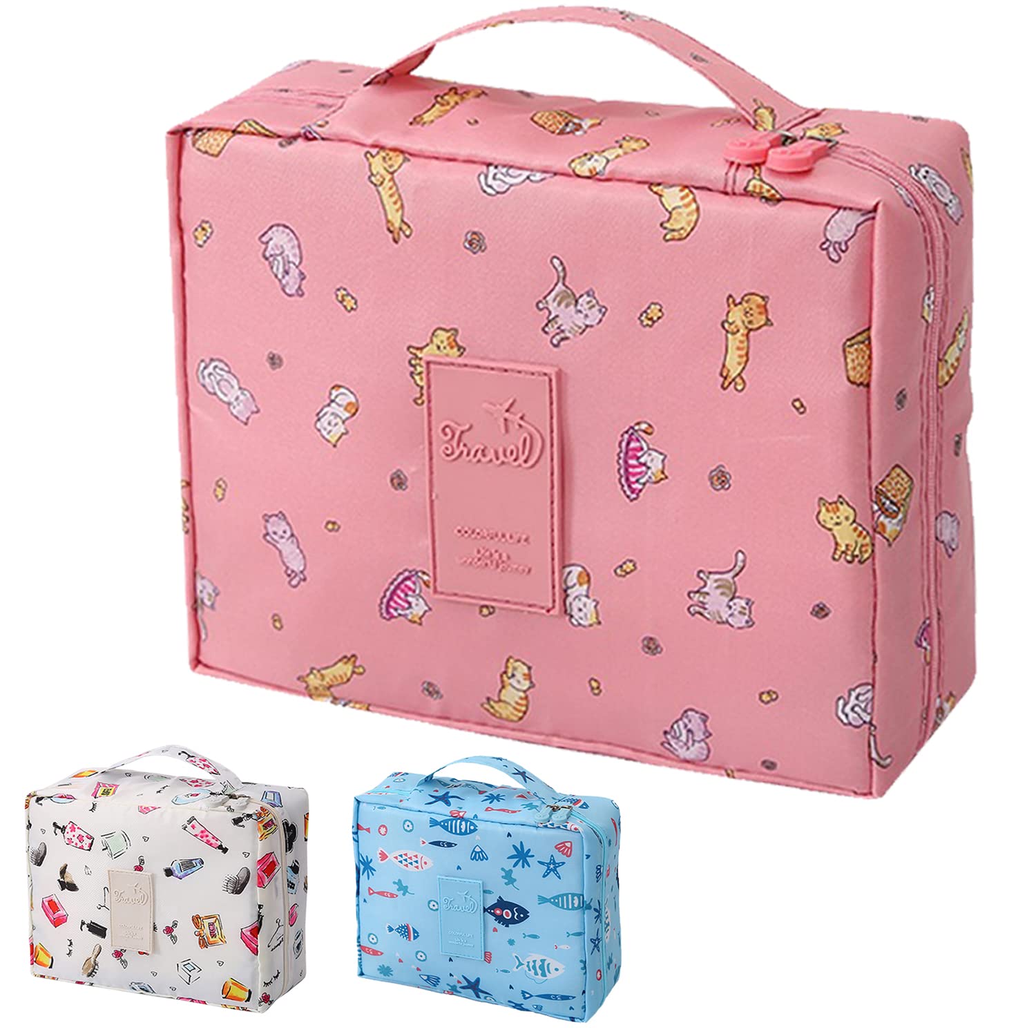 Elegant Small Makeup Organiser - Portable Makeup Bag for Travel & Daily Use - Compact Cosmetic Storage Solution - Make Up Organiser with Durable Zipper & Water-Resistant Fabric (Pink)