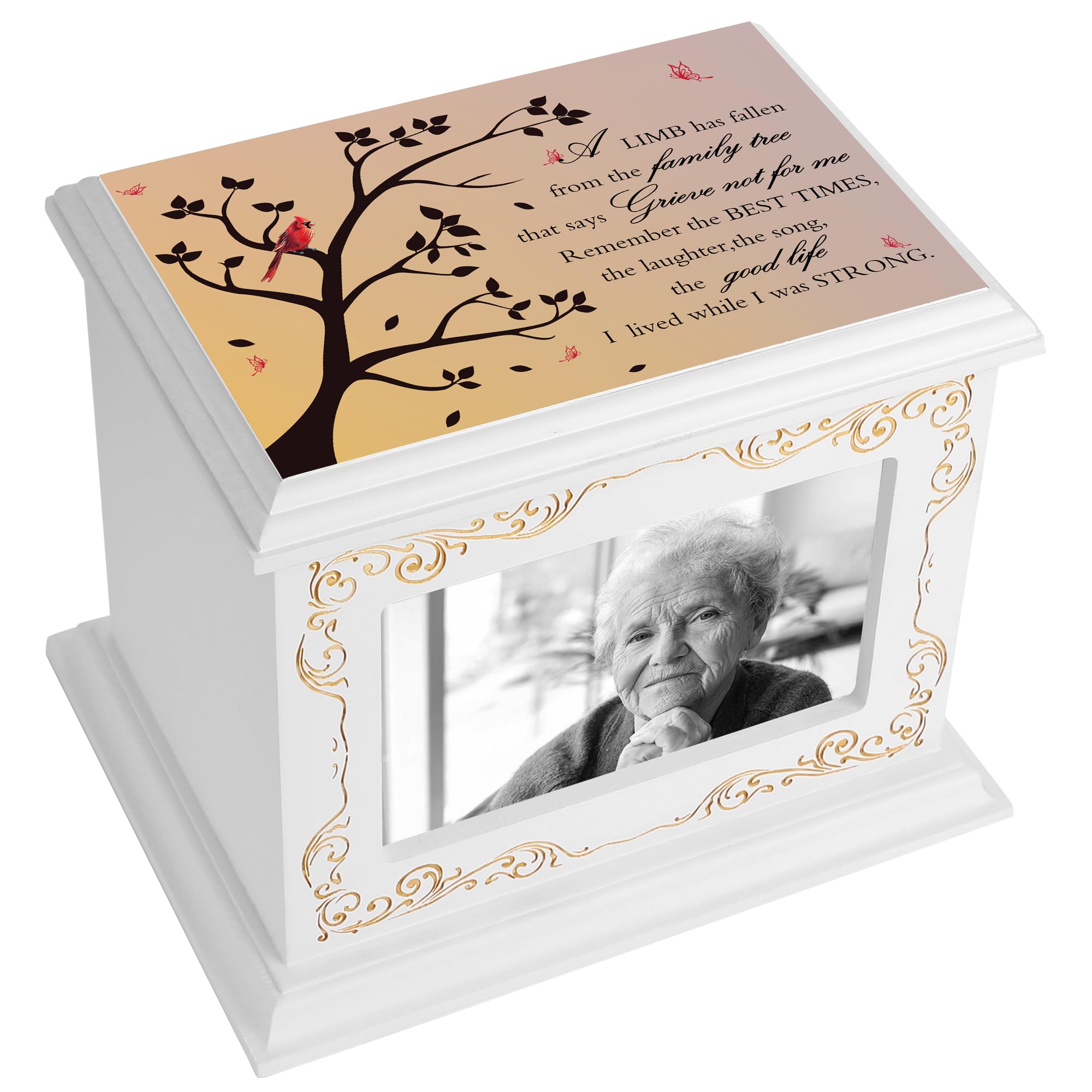 Photo 1 of Cremation Urns for Human Ashes Adult Male or Female, Funeral Memorial Urns for Ashes with Photo Frame, Wooden Urns Box and Casket for Men Women, Burial Urn for Adults Up to 200 IBS