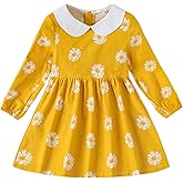 VINUOKER Toddler Fall Winter Long Sleeve Cotton Dress for Girls - Floral Tunic Dress 2-7 Years