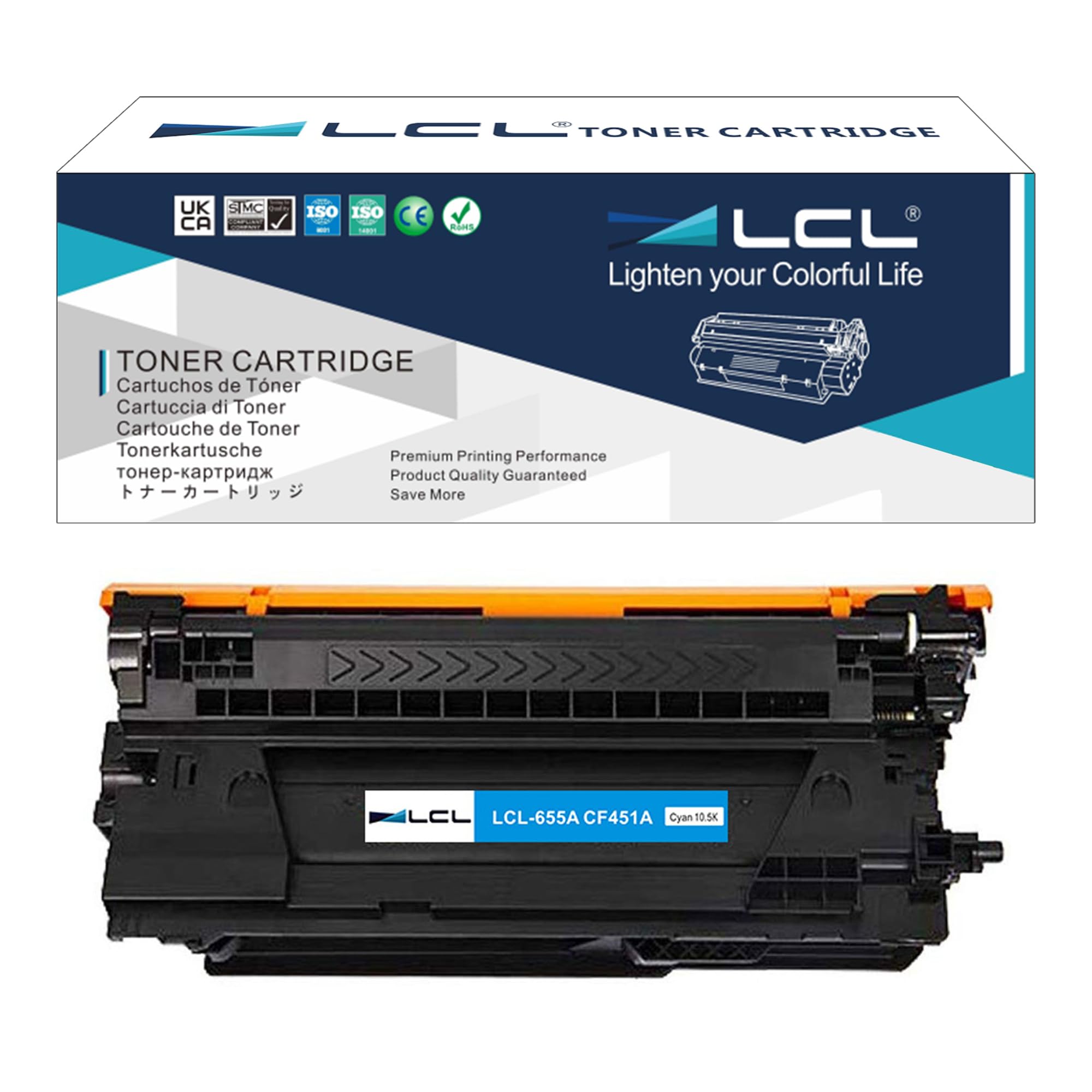 LCL CF451A Toner Cartridge Replacement for HP CF451A 655A for HP Color LaserJet Enterprise Flow MFP M681f M681z M682z Color LaserJet Enterprise M652dn M652n M653dh M653dn M653x MFP M681dh M681f (1 C)