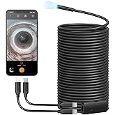 Anykit USB Endoscope Camera with 8 Adjustable LED Lights, Borescope with Semi-Rigid Snake Camera, IP67 Waterproof Inspection Cam Compatible with iPhone and Android Devices (50 ft)