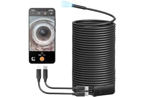 Anykit USB Endoscope Camera with 8 Adjustable LED Lights, Borescope with Semi-Rigid Snake Camera, IP67 Waterproof Inspection Cam Compatible with iPhone and Android Devices (50 ft)