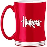 Logo Brands NCAA Nebraska Cornhuskers 14oz Ceramic Relief Mug with Team Logo and Elongated Handle