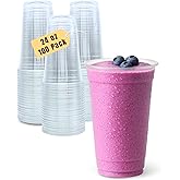 Aatriet 100 Pack 24 oz Clear Plastic Cups, 24oz Clear Disposable Punch Cups Wine Glasses, Sturdy Recylable Drinking Cup for Wedding Party, Cocktail Cup, Plastic Tumblers for Cold Drinks