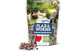 Love My Girls: Chicken Snacks - Flax & Worms - 5lb Bag - Global Harvest, Gourmet Multi-Grain Treats, Corn-Free, Nutritious & Protein Rich Mealworms