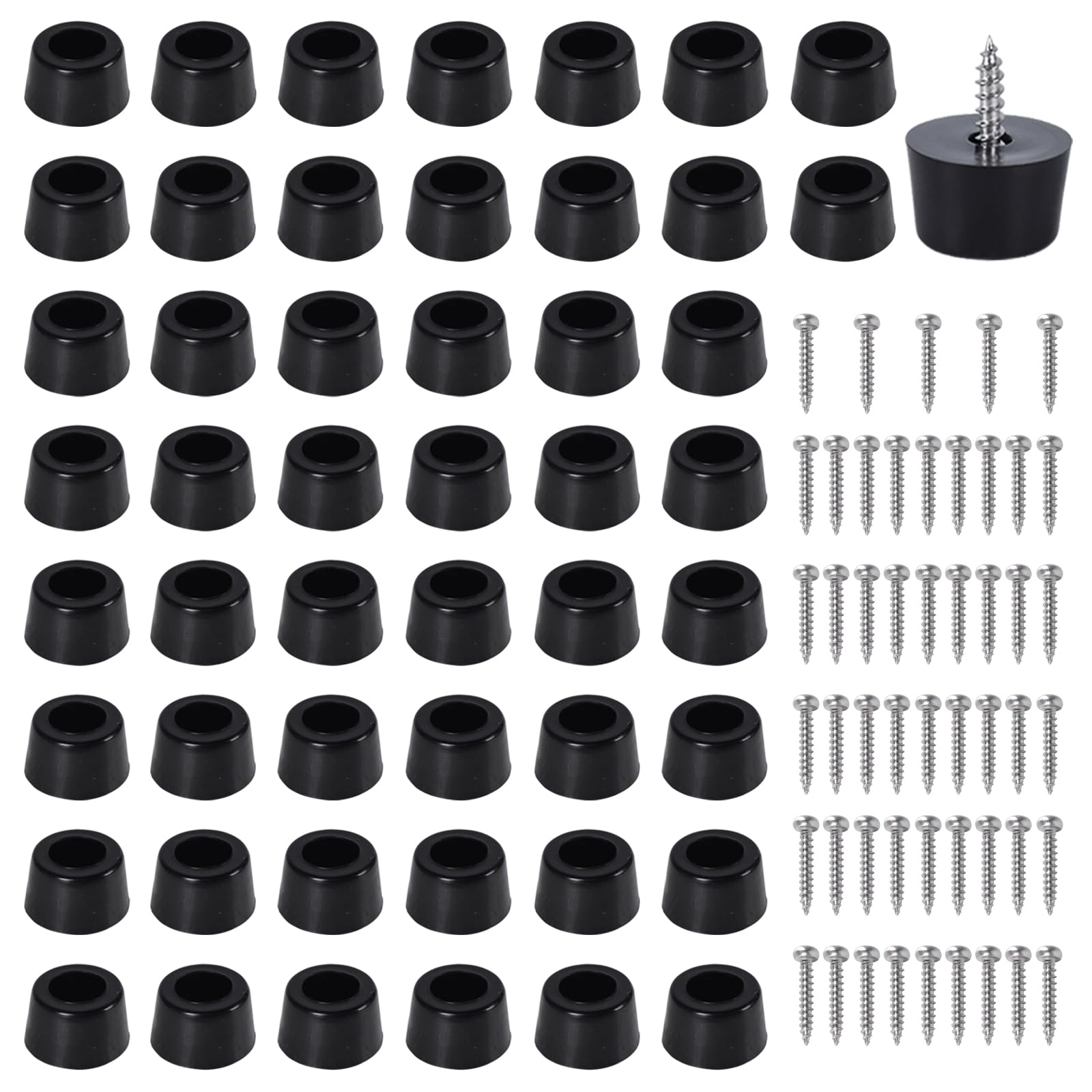 SPDYCESS 50 PCS Round Furniture Rubber Feet Bumpers with Matching Screws, Anti-slip Furniture Legs Protectors Pads with Stainless Steel Washer for Cutting Board Desk Table Cabinet(D13x10xH7mm)