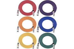 Czgor XLR Cables 10 ft, 6 Pack 3-Pin XLR Male to Female Microphone Cable, Compatible with Microphones, Mic Mixer, Speakers and More, Multi-Color 10 Feet
