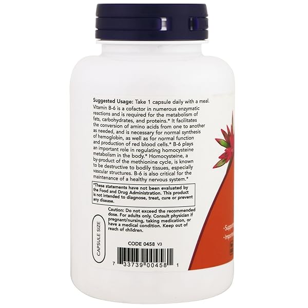 NOW FOODS B-6, 100 MG, 250 VEG CAPSULES