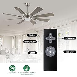 WINGBO 72" DC Ceiling Fan with Lights, Brushed