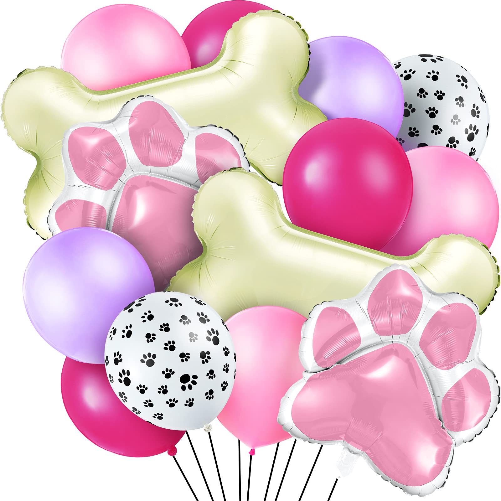 Photo 1 of 46 Pcs Dog Themed Balloon Decoration Set with Paw Print and Bone Balloons Birthday Party Supplies(Lovely Colors)