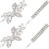 Waydress 4 Pcs Rhinestone Bridal Hair Clip Leaf Wedding Hairpin Bride Crystal Hair Barrette Accessories for Women (Simple Rhinestone Style)