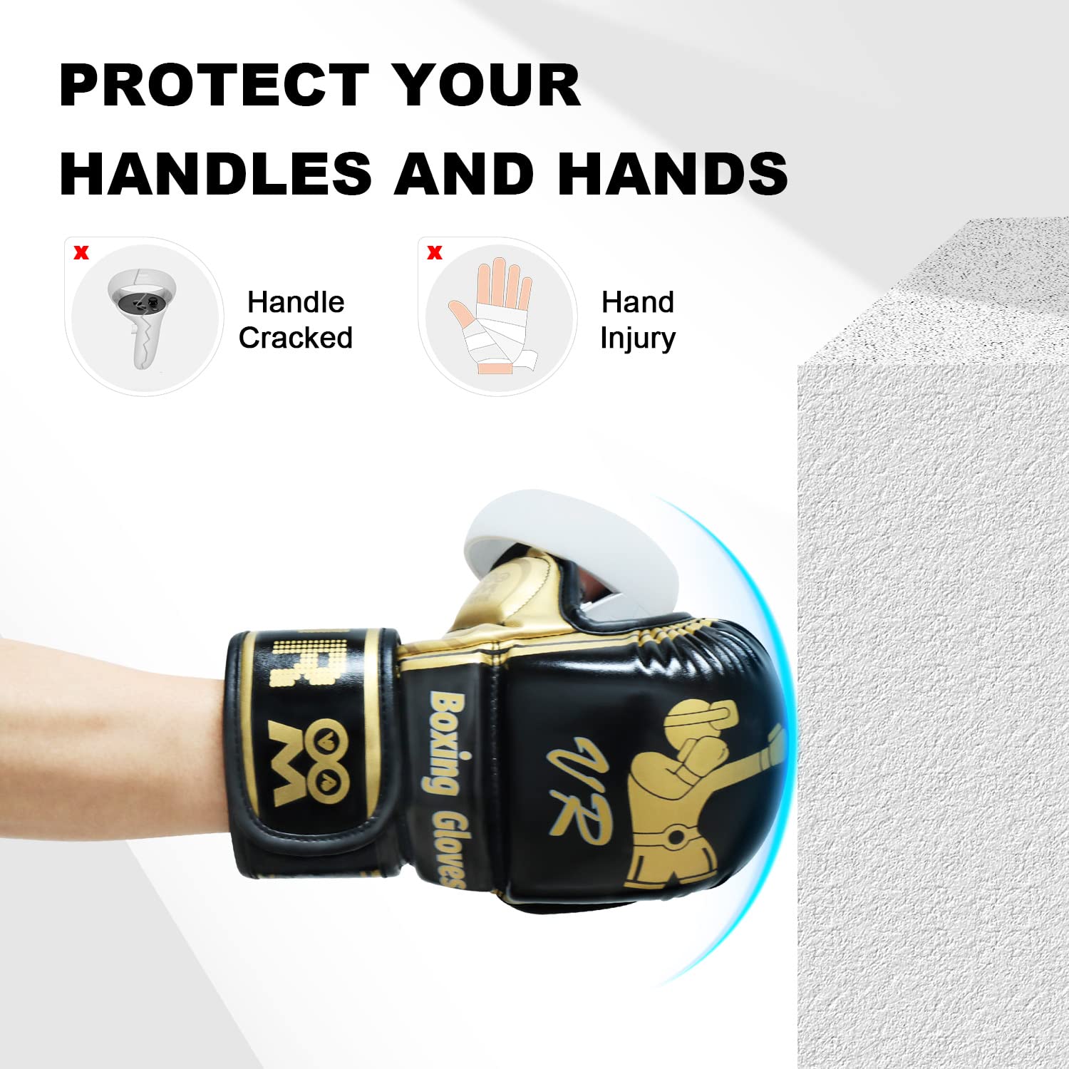 AMVR Boxing Gloves for Meta Quest 2/1 or Rift S Touch Controllers, Compatible with Playing Thrill of The Fight or Other VR Boxing Type Games, Making VR Experience More Realistic