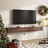 FurniNova Fully Assembled Floating TV Stand with Drawers High-Gloss, Wall Mounted TV Shelf, Floating Entertainment Center with Storage Under TV Cabinet for Living Room Bedroom,55 in Walnut