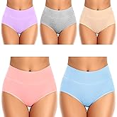 Ceseboo Womens Tummy Control Underwear Cotton High Waisted Full Briefs Soft Breathable Ladies Panties Multi Pack